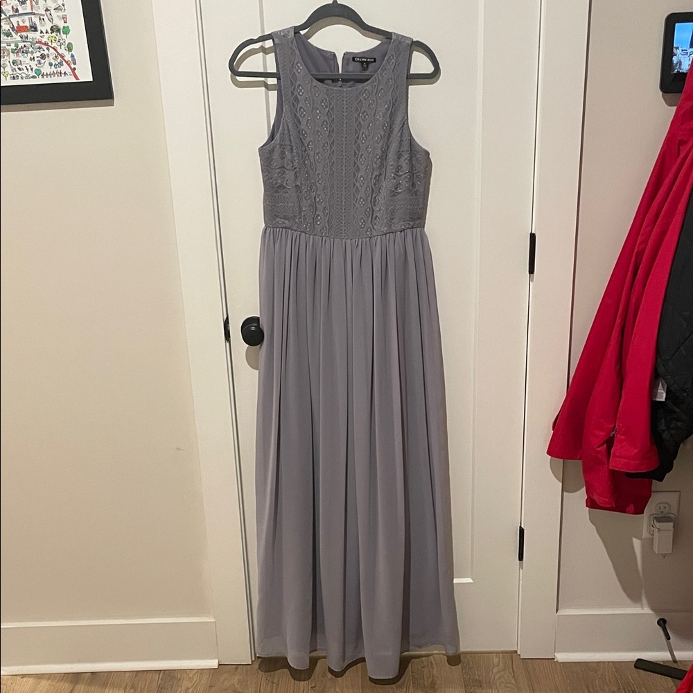 Elegant purple/Gray Sleeveless Dress